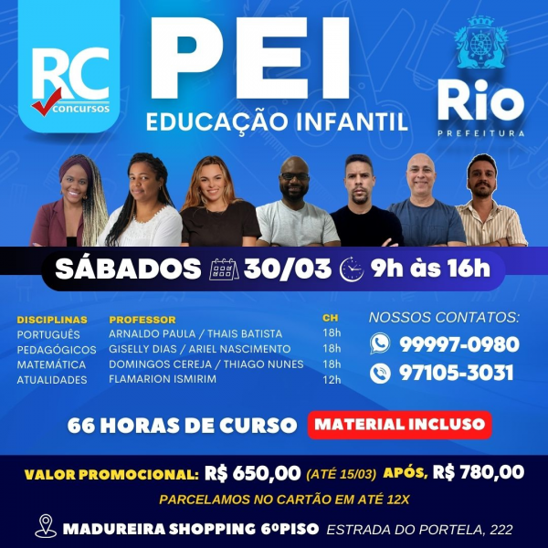 MAGISTÉRIO PEI (EDUCAÇÃO INFANTIL) SÁBADOS  - UNIDADE MADUREIRA - PRESENCIAL
