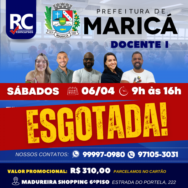 MARICÁ - DOCENTE I (SÁBADO)  - UNIDADE MADUREIRA - PRESENCIAL
