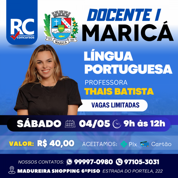 ESPECÍFICA DOC I - PORTUGUÊS (THAIS BATISTA)  - MARICÁ - PRESENCIAL | UNIDADE MADUREIRA 