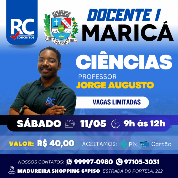 ESPECÍFICA DOC I - CIÊNCIAS (JORGE AUGUSTO)  - MARICÁ - PRESENCIAL | UNIDADE MADUREIRA  