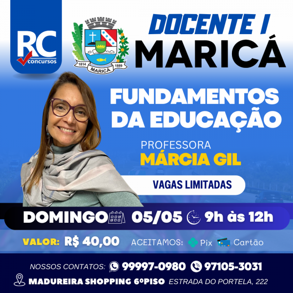 AULÃO DOCENTE I - MARICÁ (FUNDAMENTOS)   - PROFESSORA MARCIA GIL (PRESENCIAL)