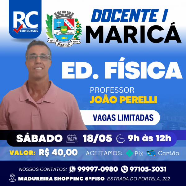 ESPECÍFICA DOC I - ED. FÍSICA (JOÃO PERELLI)  - MARICÁ - PRESENCIAL | UNIDADE MADUREIRA  