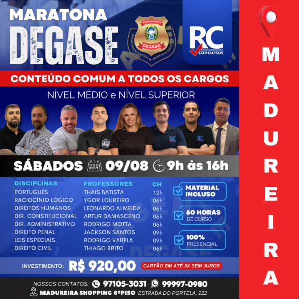 MARATONA DEGASE   - UNIDADE MADUREIRA - PRESENCIAL 