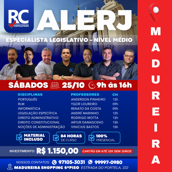 ALERJ (SÁBADOS)   - UNIDADE MADUREIRA - PRESENCIAL 