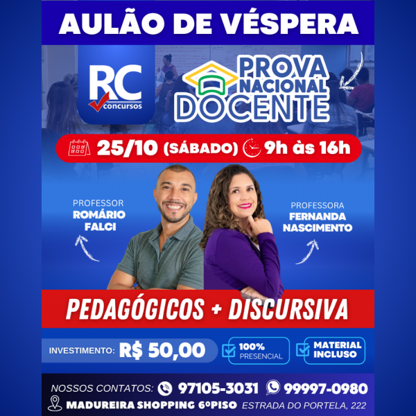 AULÃO DE VÉSPERA PND (SÁBADO)  - UNIDADE MADUREIRA - PRESENCIAL 