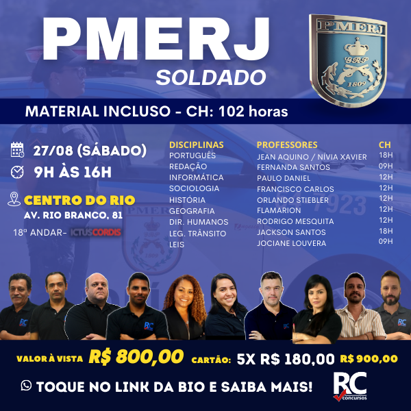 PMERJ - Policial Militar | SÁBADO - CENTRO DO RIO   - UNIDADE: CENTRO DO RIO 