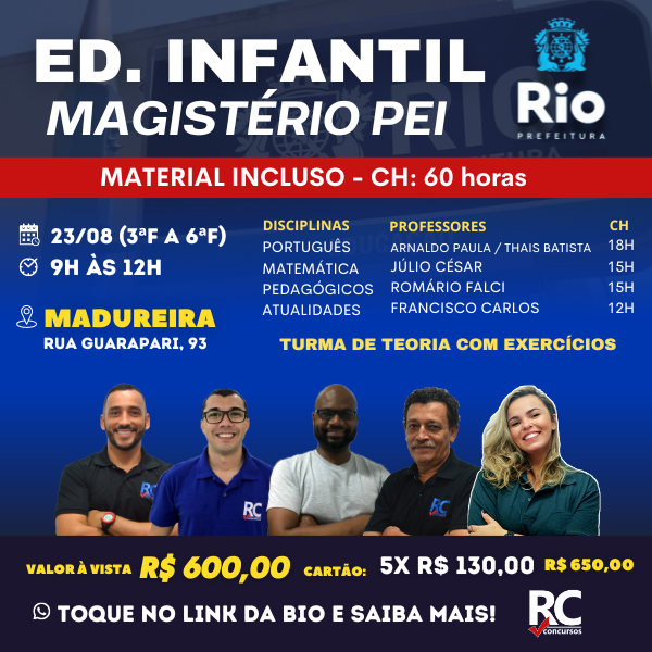 MAGISTÉRIO - PEI (MANHÃ)   - UNIDADE MADUREIRA - PRESENCIAL 