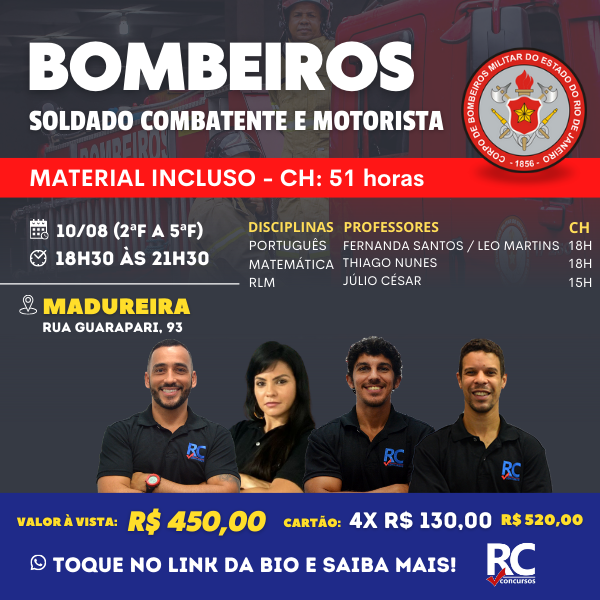 BOMBEIROS - NOITE  - Soldado Combatente e Motorista